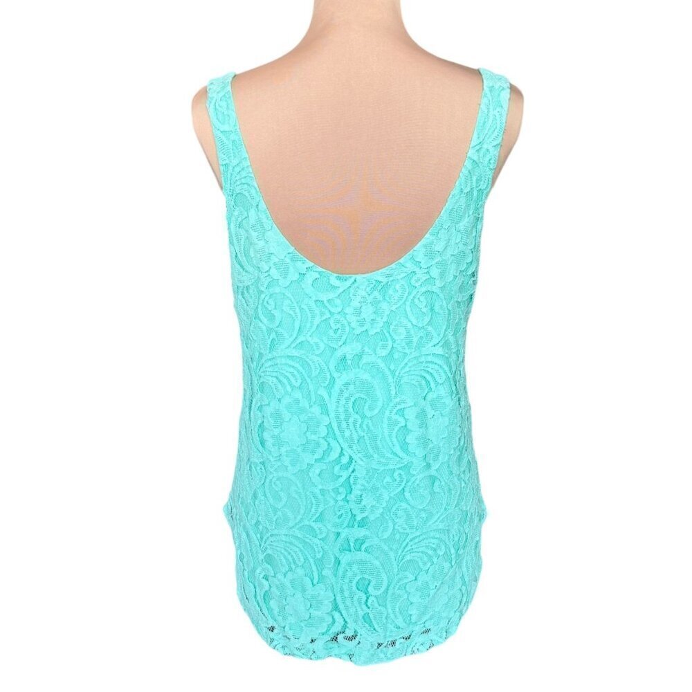 NWT Tart Collections Floral Lace Tank Top Sz.L Mint Green Scoop Neck Fairy - Picture 3 of 11